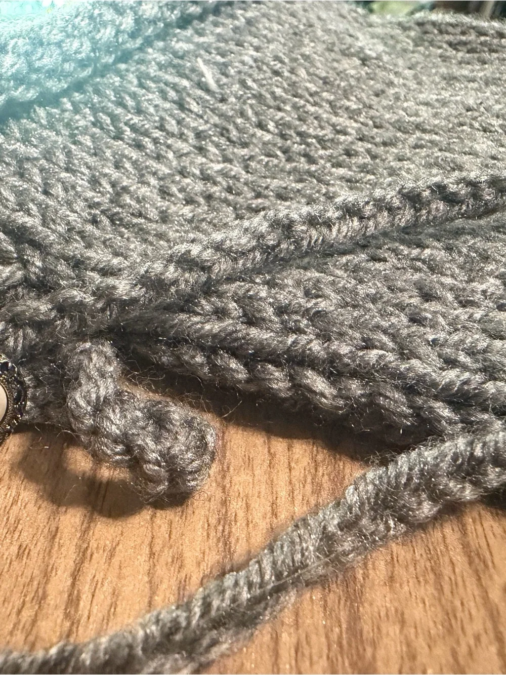 Gray Knit Leg Warmers with Pearl Button Detail